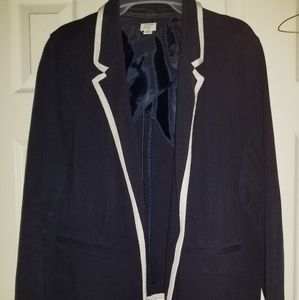 Dark blue blazer with white trim